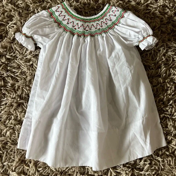 Rosalina Collections Dresses | Rosalina White Smocked Christmas Dress With Embroidered Details 12 Months | Color: Red/White | Size: Various | Kswear22